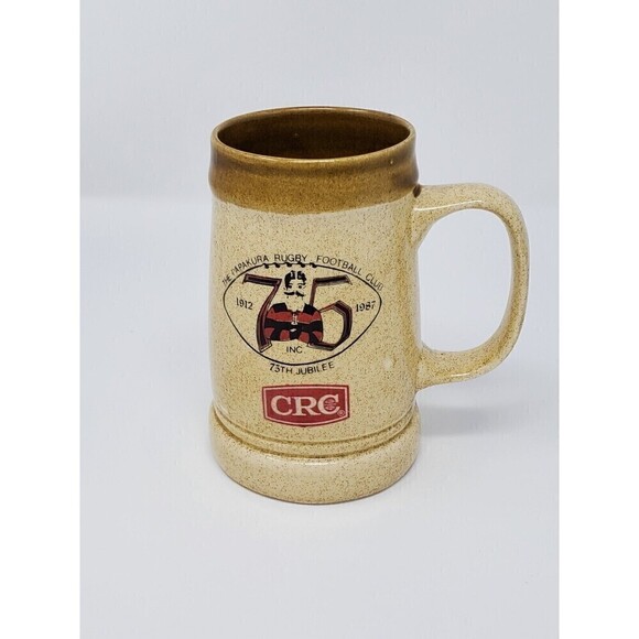 VINTAGE PAPAKURA RUGBY FOOTBALL CLUB 75TH JUBILEE BEER STEIN 1987 - Picture 1 of 12